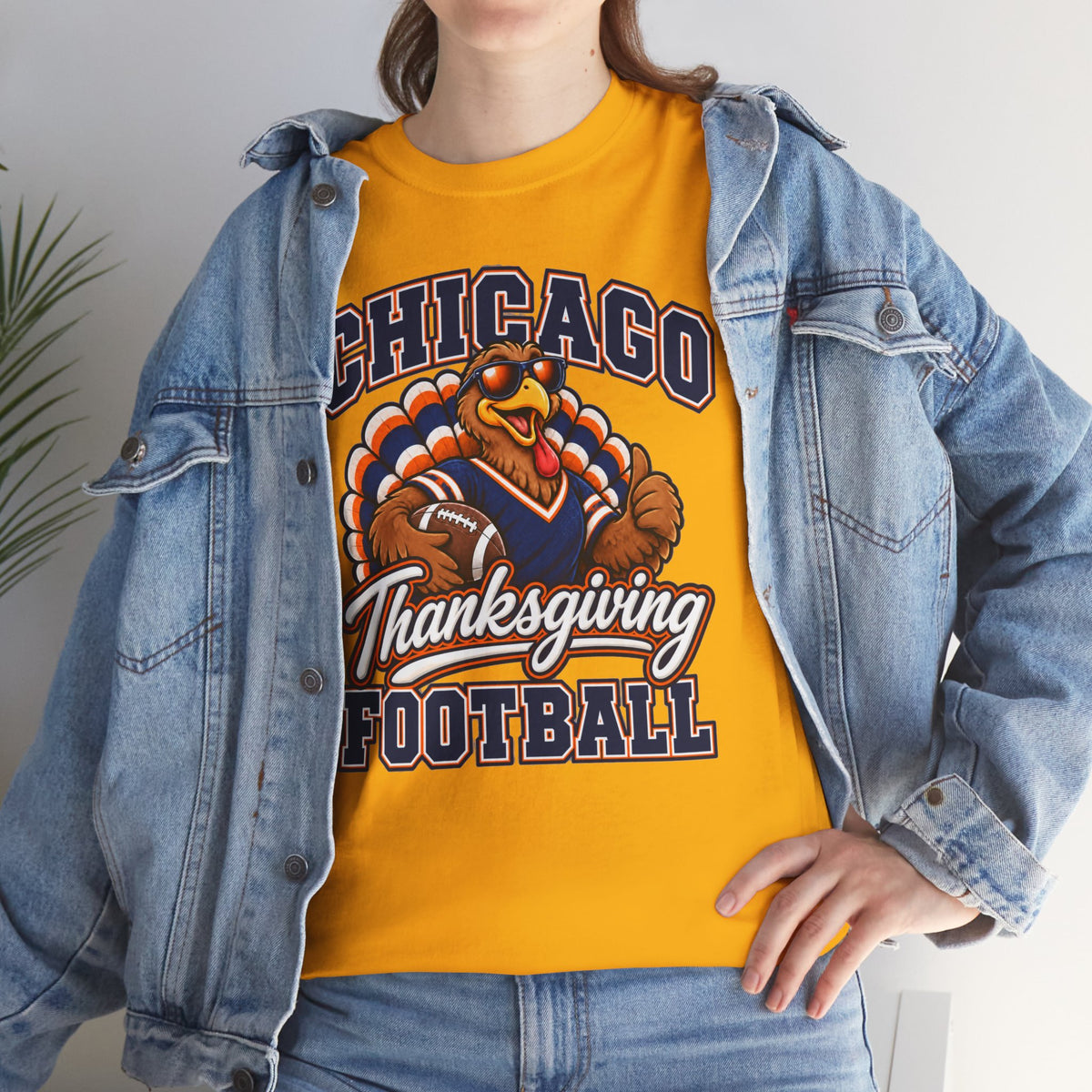 Chicago Thanksgiving Football T-Shirt — Turkey Mascot Game Day Tee