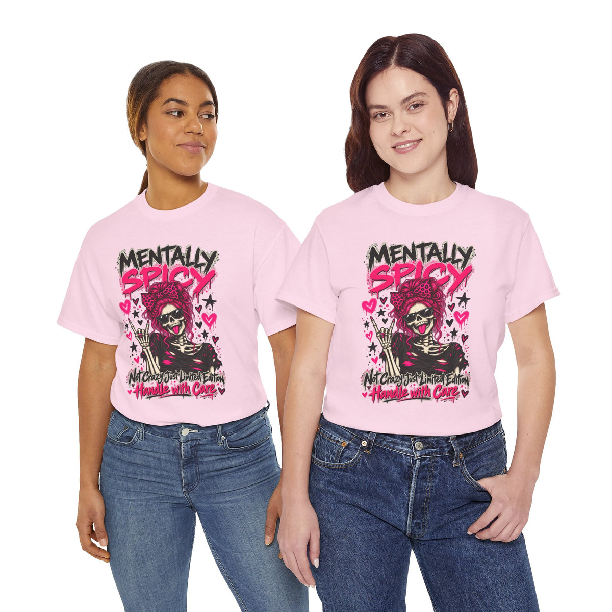 Mentally Spicy Skeleton Graphic T-Shirt