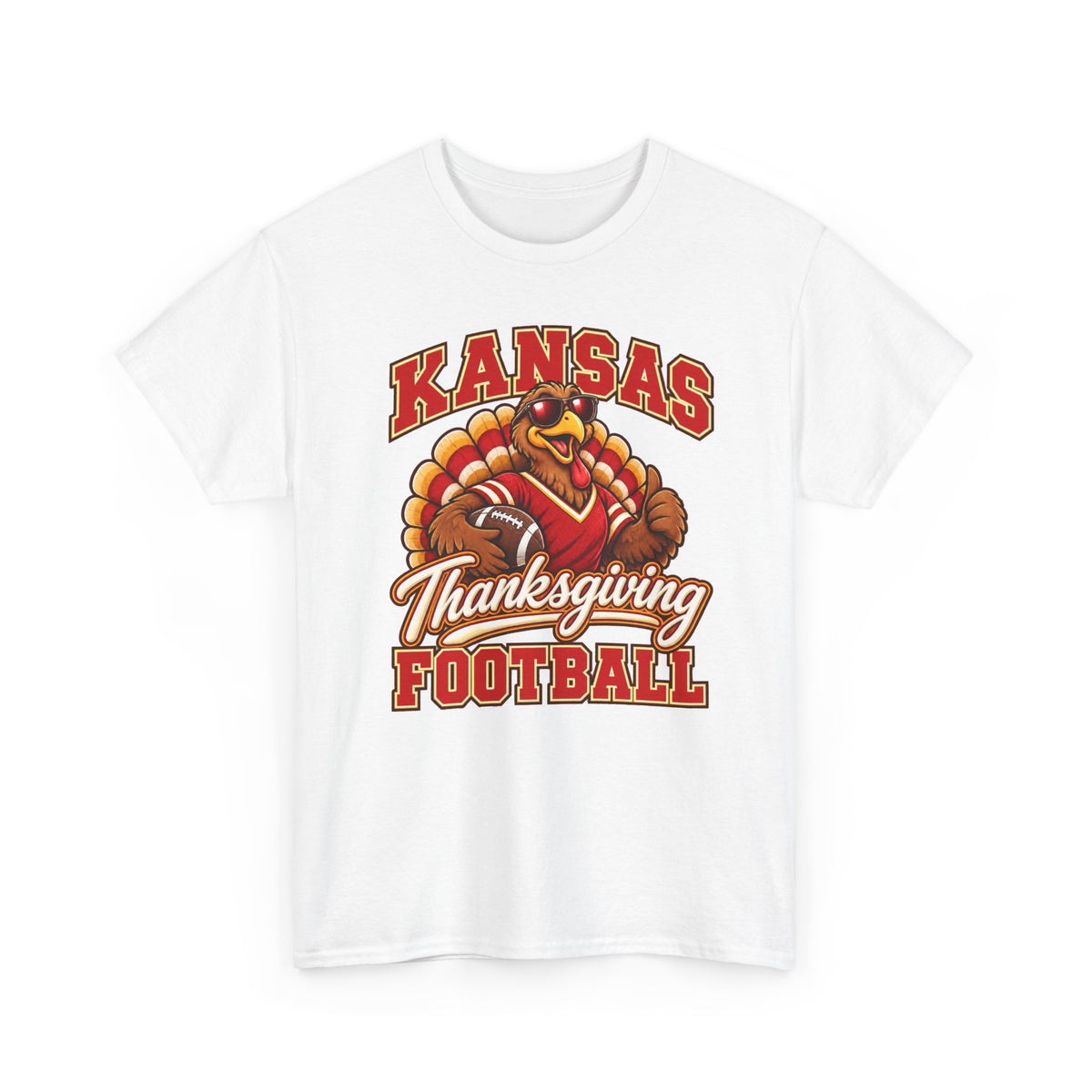 Kansas Thanksgiving Football T‑Shirt — Turkey Mascot Holiday Game Tee