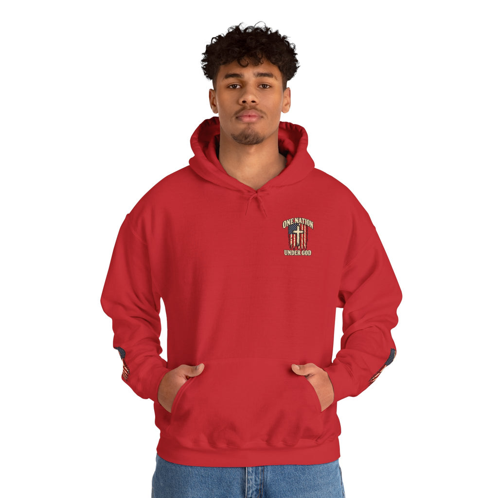 One Nation Under God Patriotic Cross Hoodie