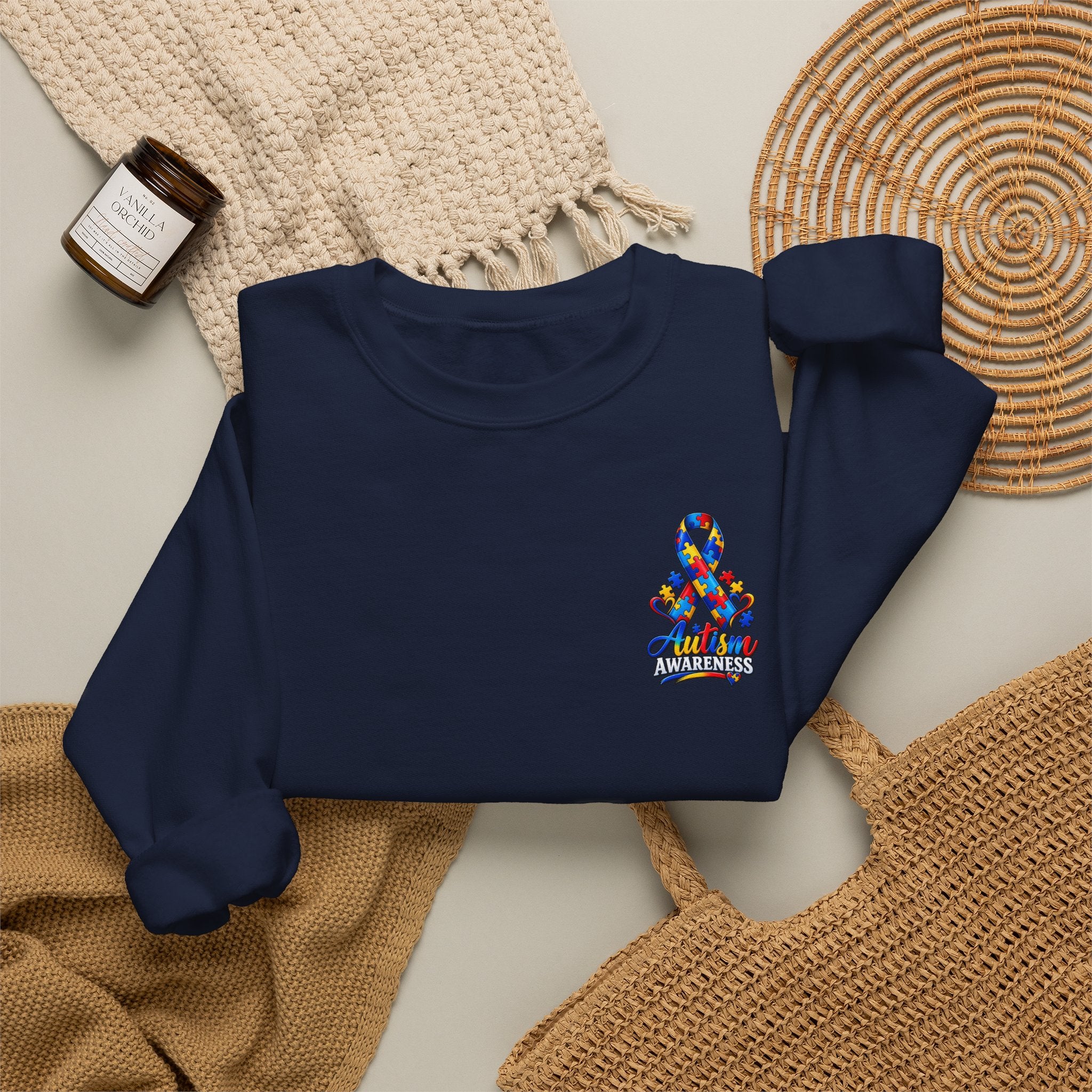 Autism Awareness Ribbon Crewneck Sweatshirt