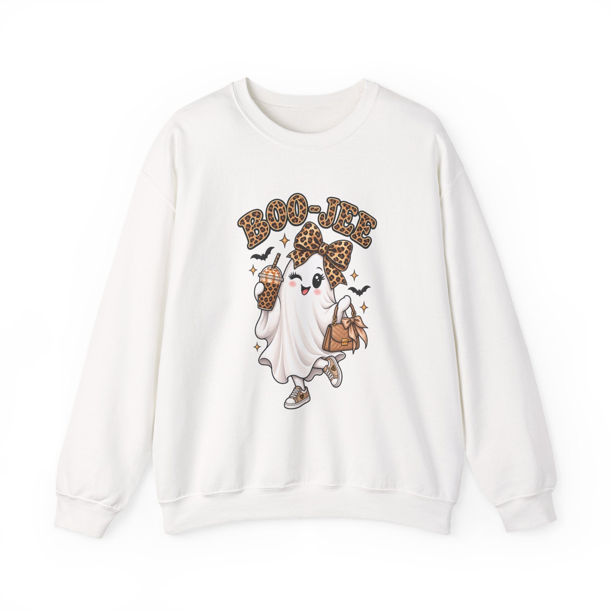 Ghost Trick Crewneck Sweatshirt — "Boo-tiful" Leopard Halloween Ghost Design