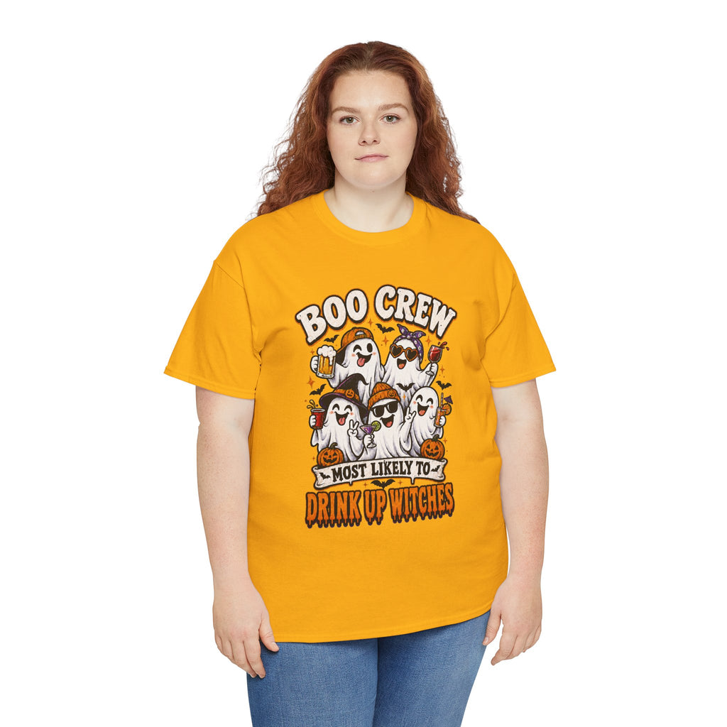 Boo Crew Halloween Tee — "Most Likely to Drink Up Witches" Ghost Party Shirt