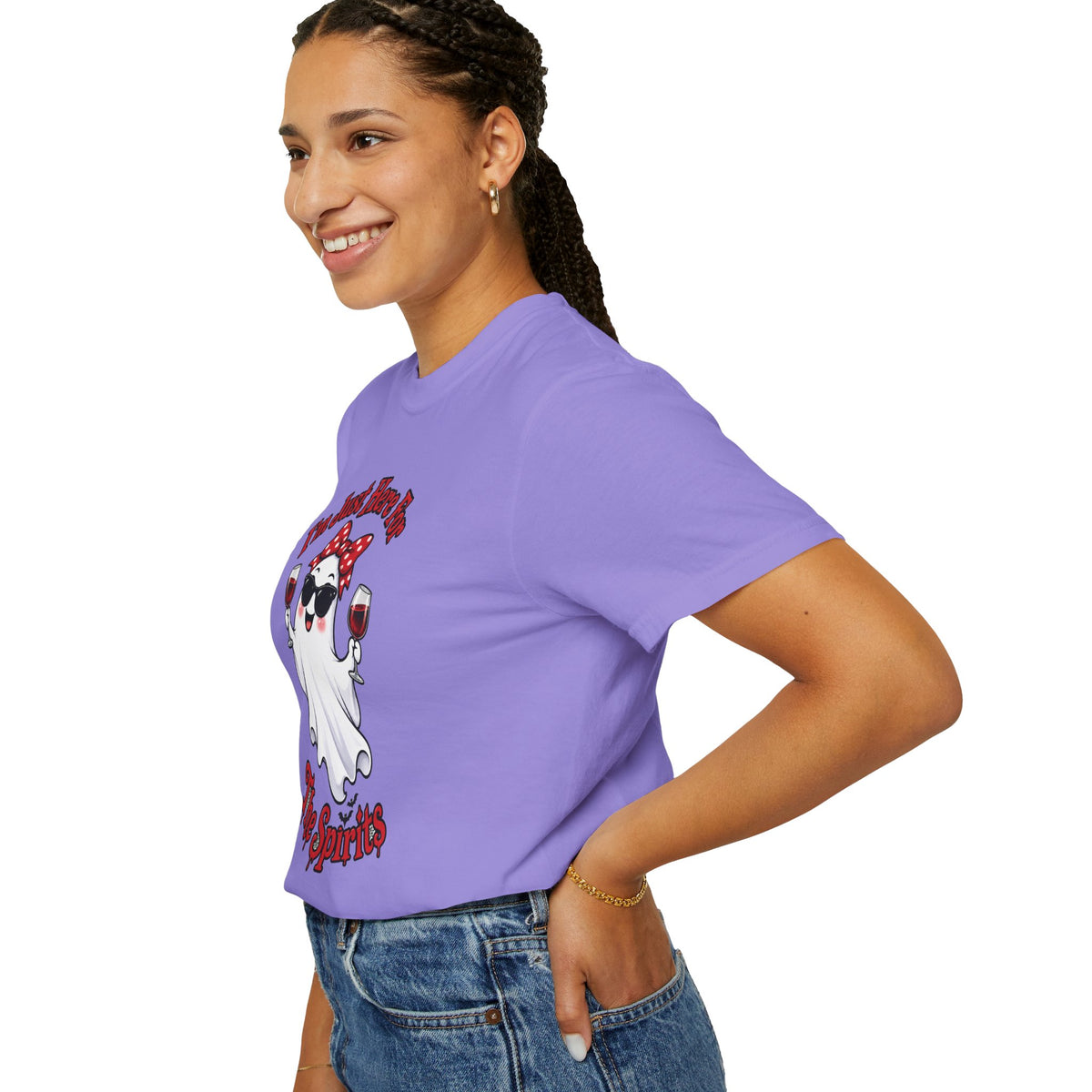 Wine Ghost T-Shirt — "I'm Just Here For The Spirits" Halloween Tee