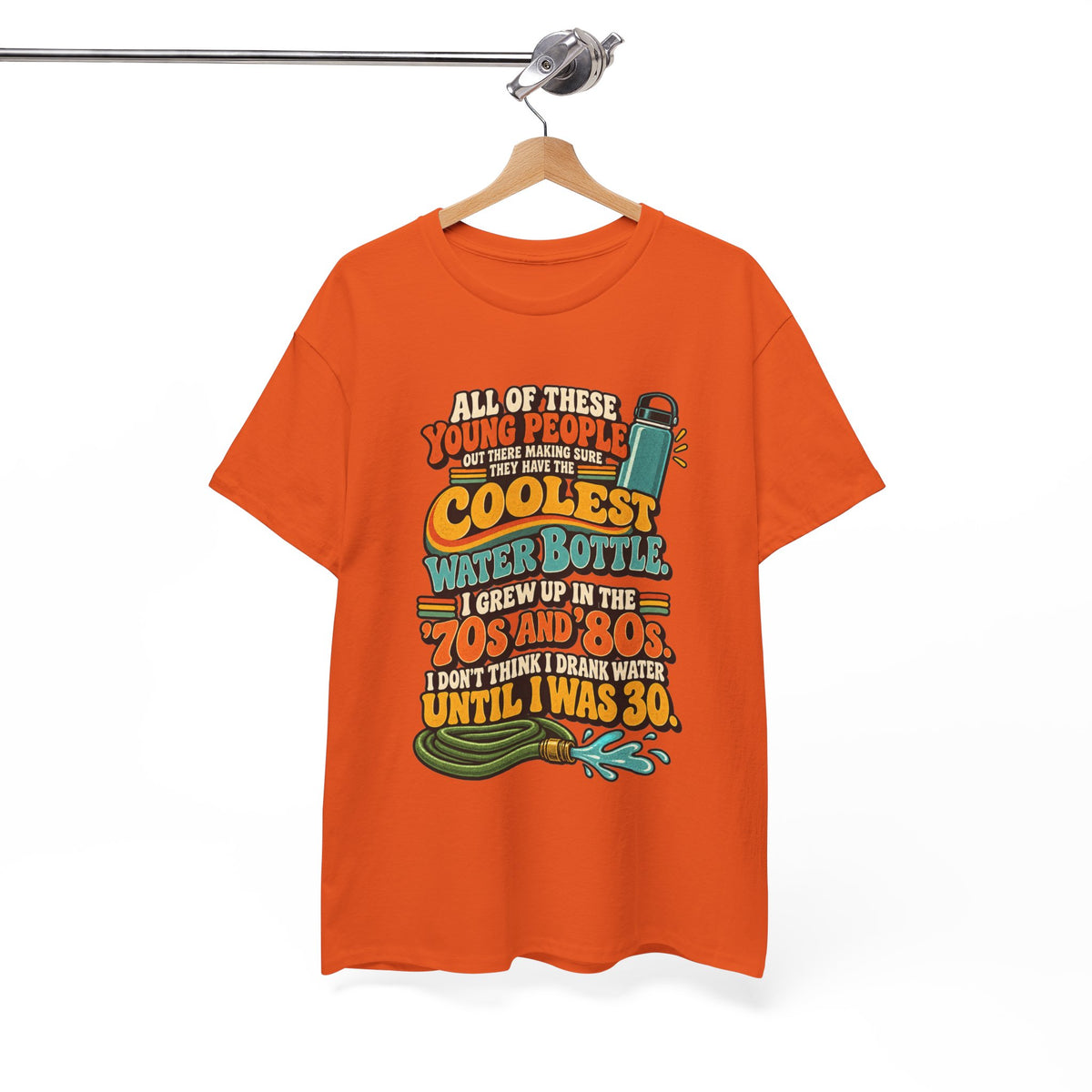 Retro 70s-80s Funny Water Bottle Tee — "Coolest Water Bottle" Graphic T-Shirt