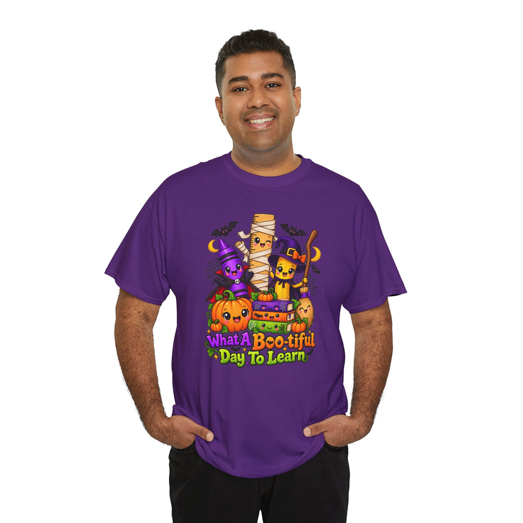 Halloween Teacher Tee — "What A Boo-tiful Day To Learn" Kids' Classroom Shirt