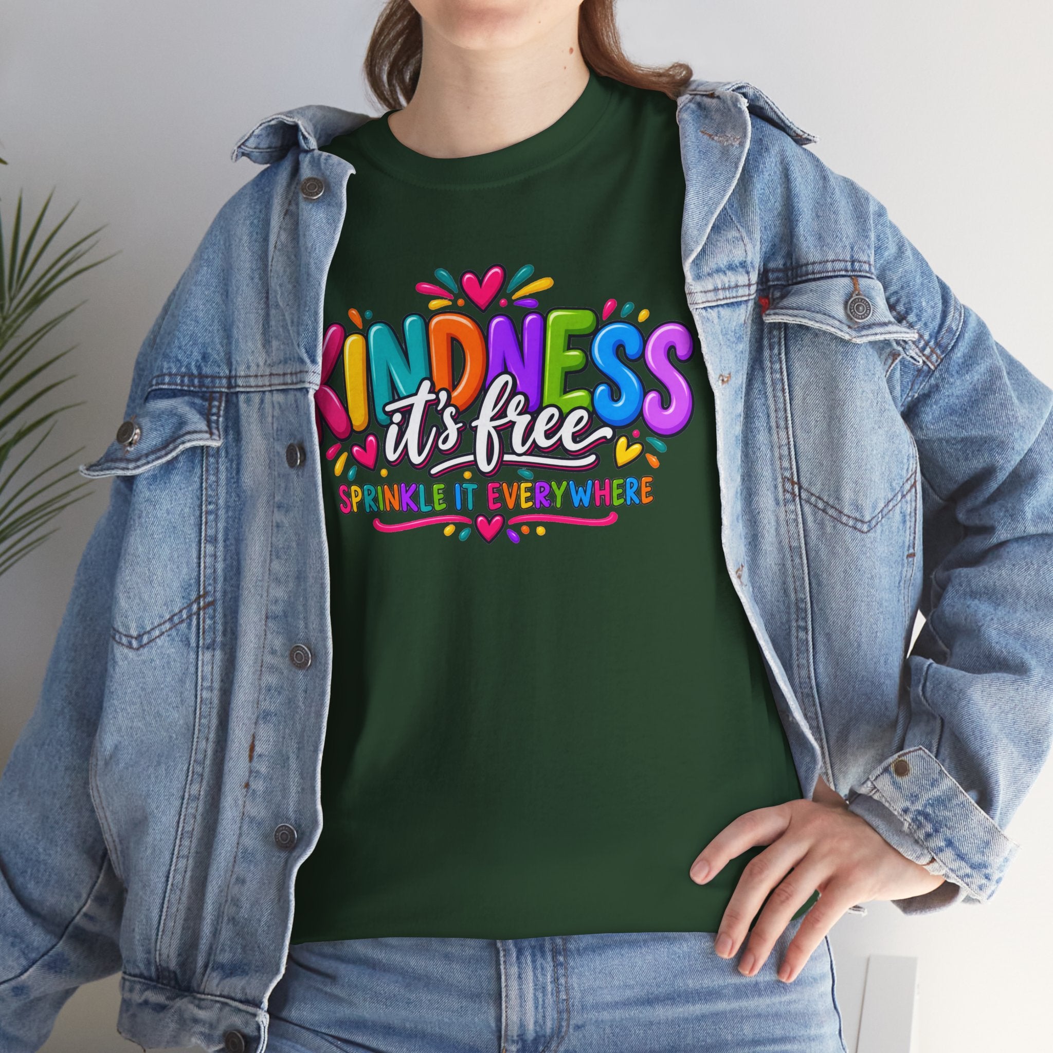 Kindness Is Free Rainbow Tee — Cute Positive Message T-Shirt
