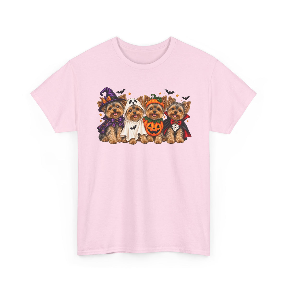 Halloween Yorkie T-Shirt — Cute Yorkies in Costumes (Pumpkin, Ghost, Witch, Vampire)