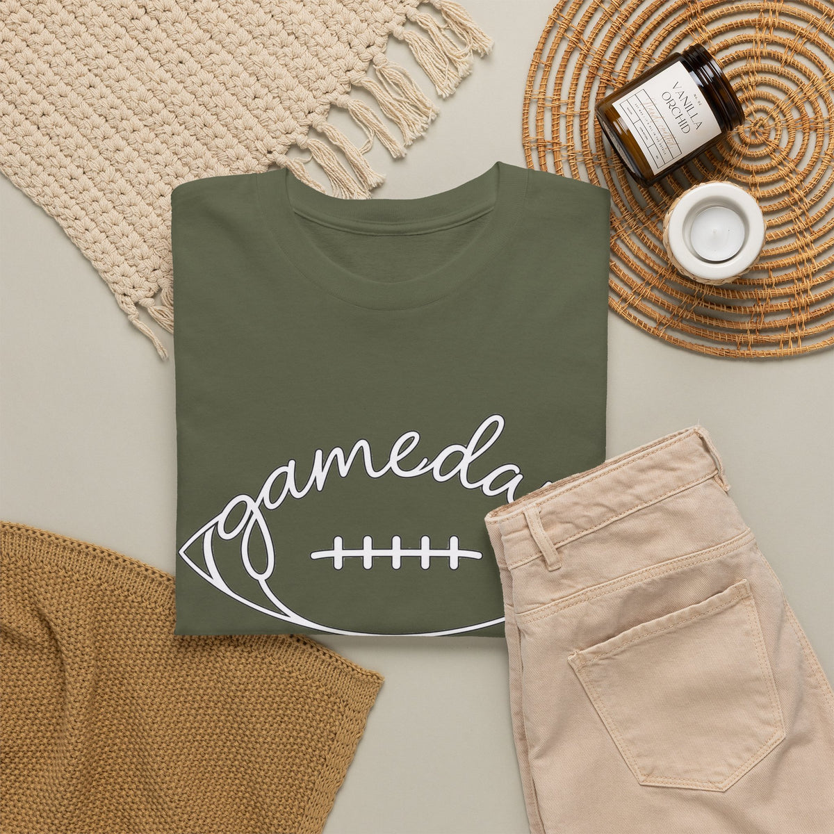 Gameday Football Tee — 'gameday' Script Football Graphic T-Shirt