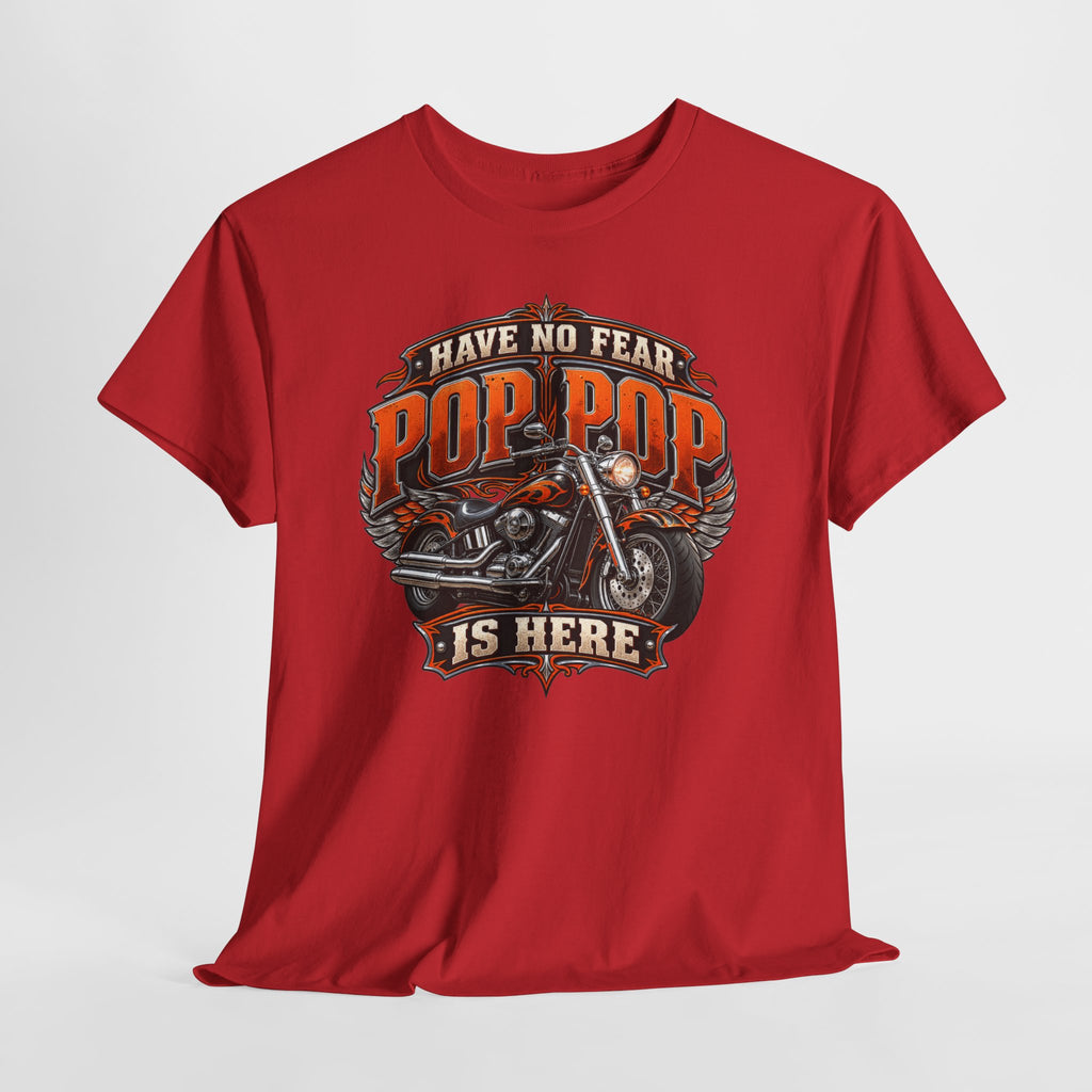 Pop Pop Is Here Motorcycle Dad T-Shirt