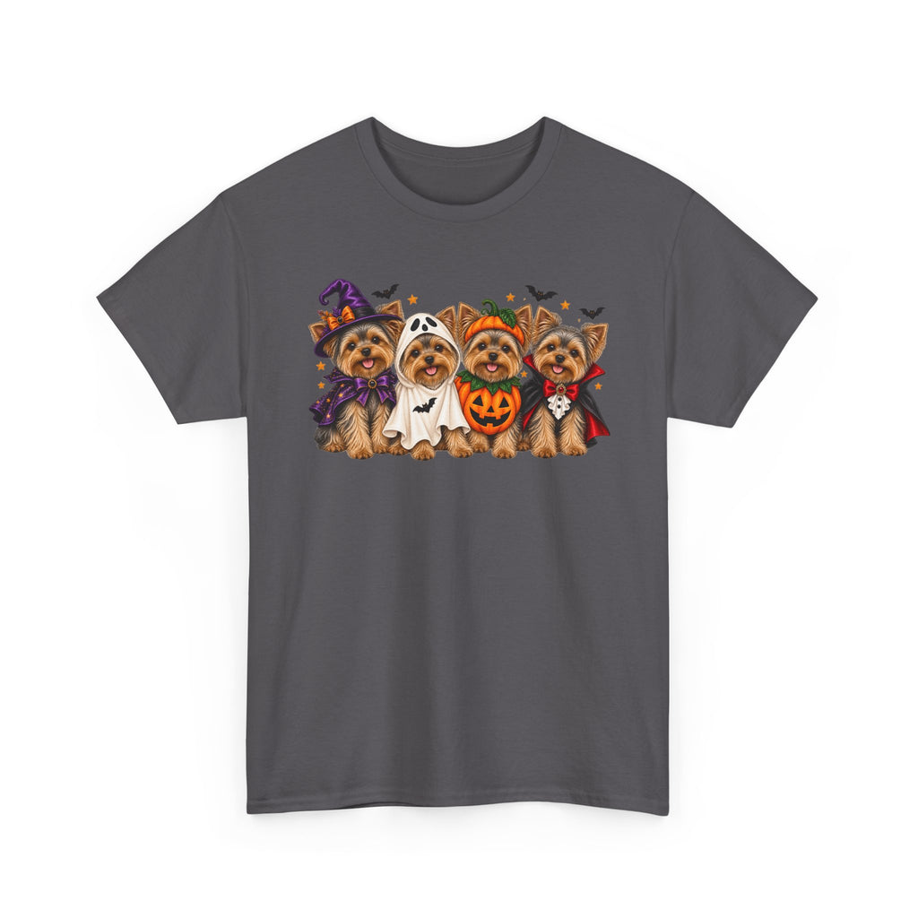 Halloween Yorkie T-Shirt — Cute Yorkies in Costumes (Pumpkin, Ghost, Witch, Vampire)