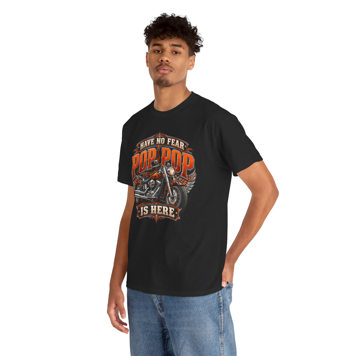 Pop Pop Is Here Motorcycle Dad T-Shirt