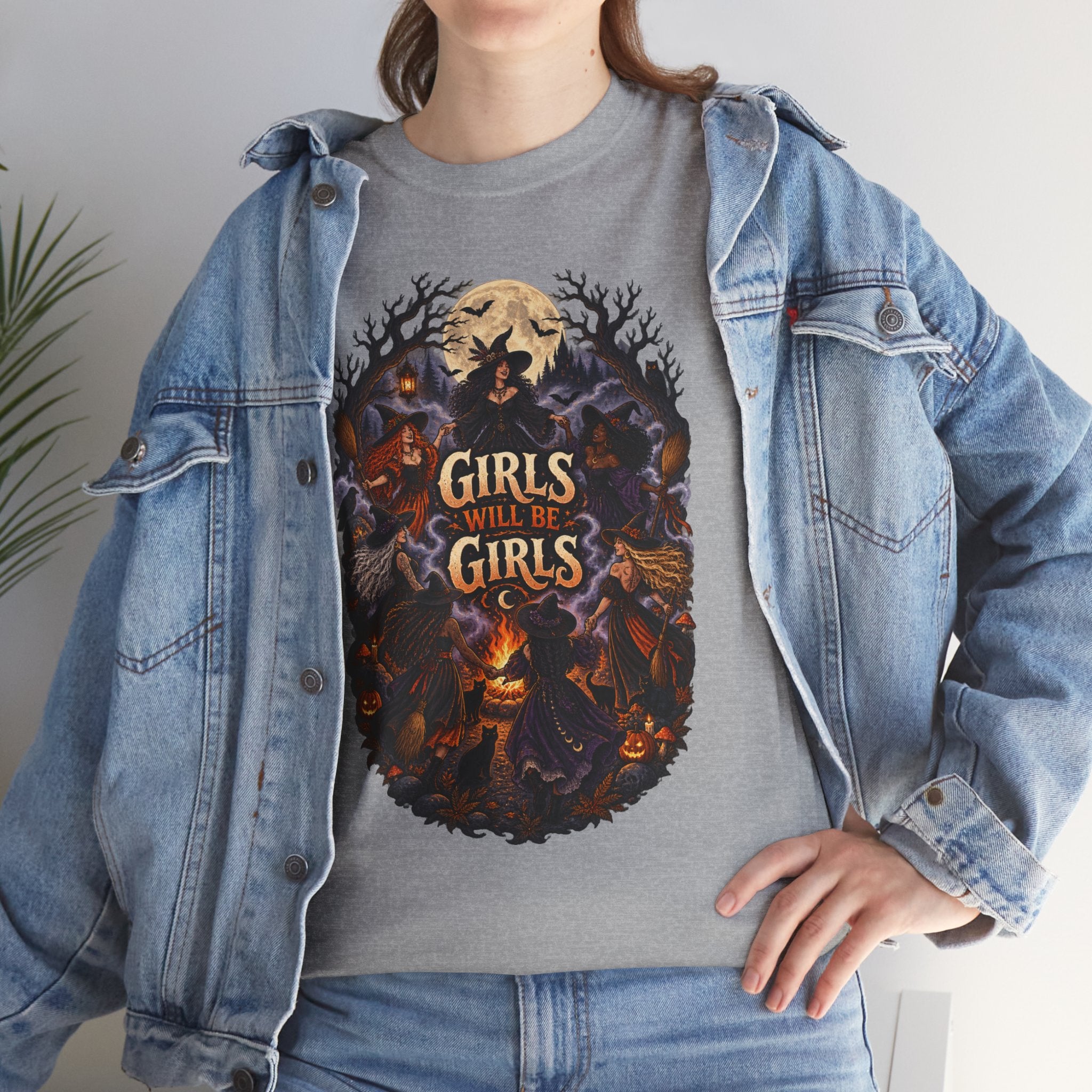 Girls Will Be Girls T-Shirt — Witchy Campfire Illustration Tee