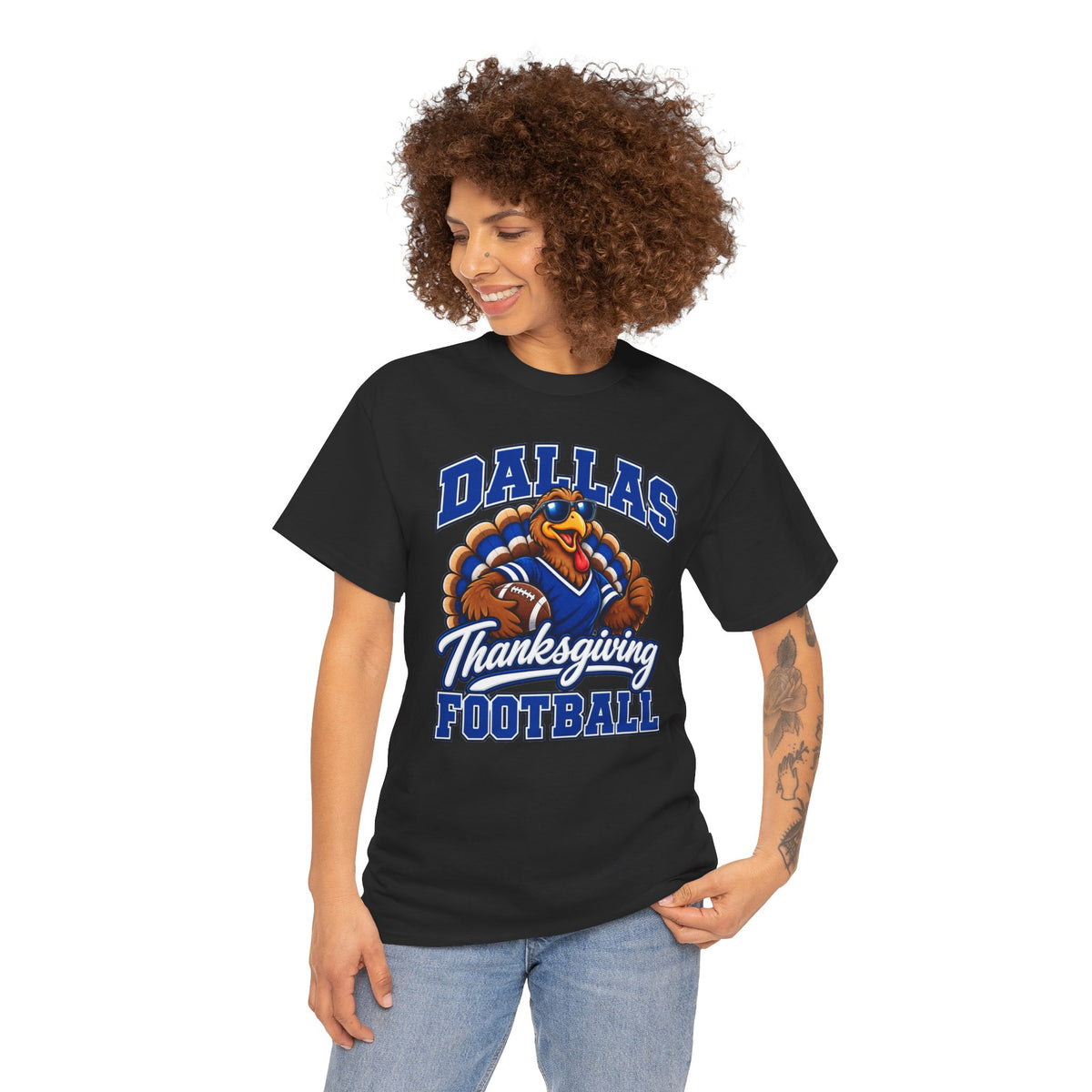 Dallas Thanksgiving Football T-Shirt — Turkey Mascot Game Day Tee