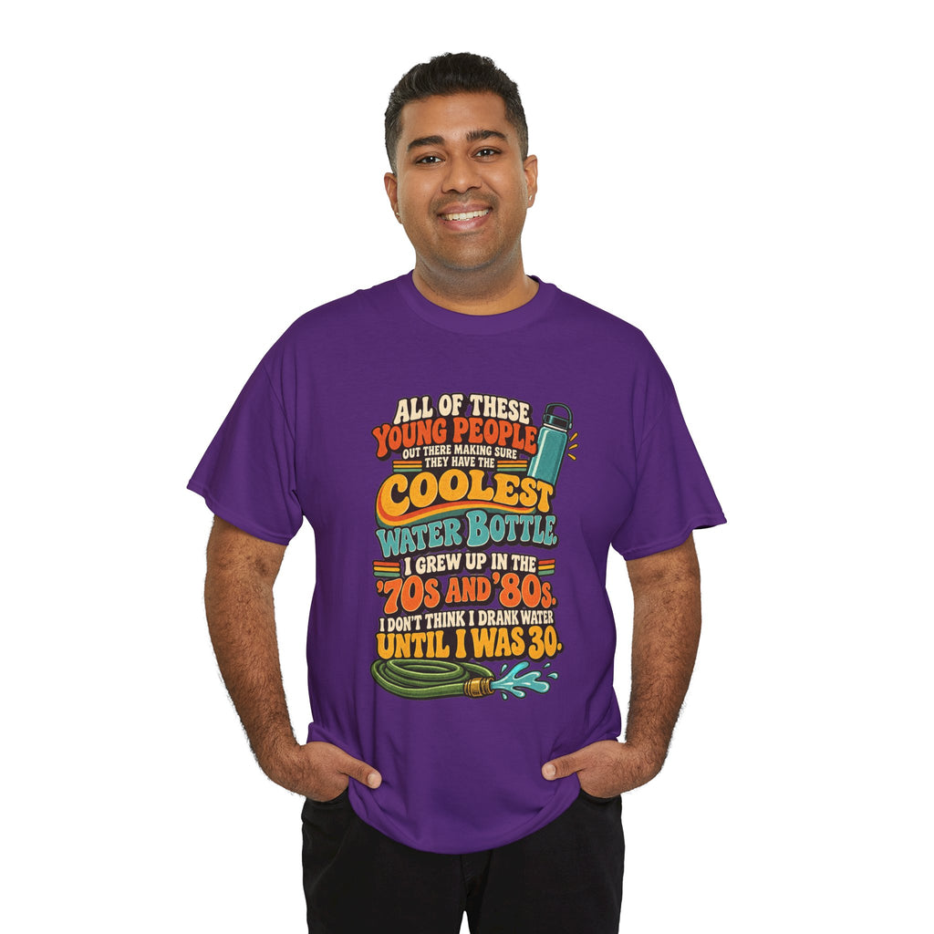 Retro 70s-80s Funny Water Bottle Tee — "Coolest Water Bottle" Graphic T-Shirt