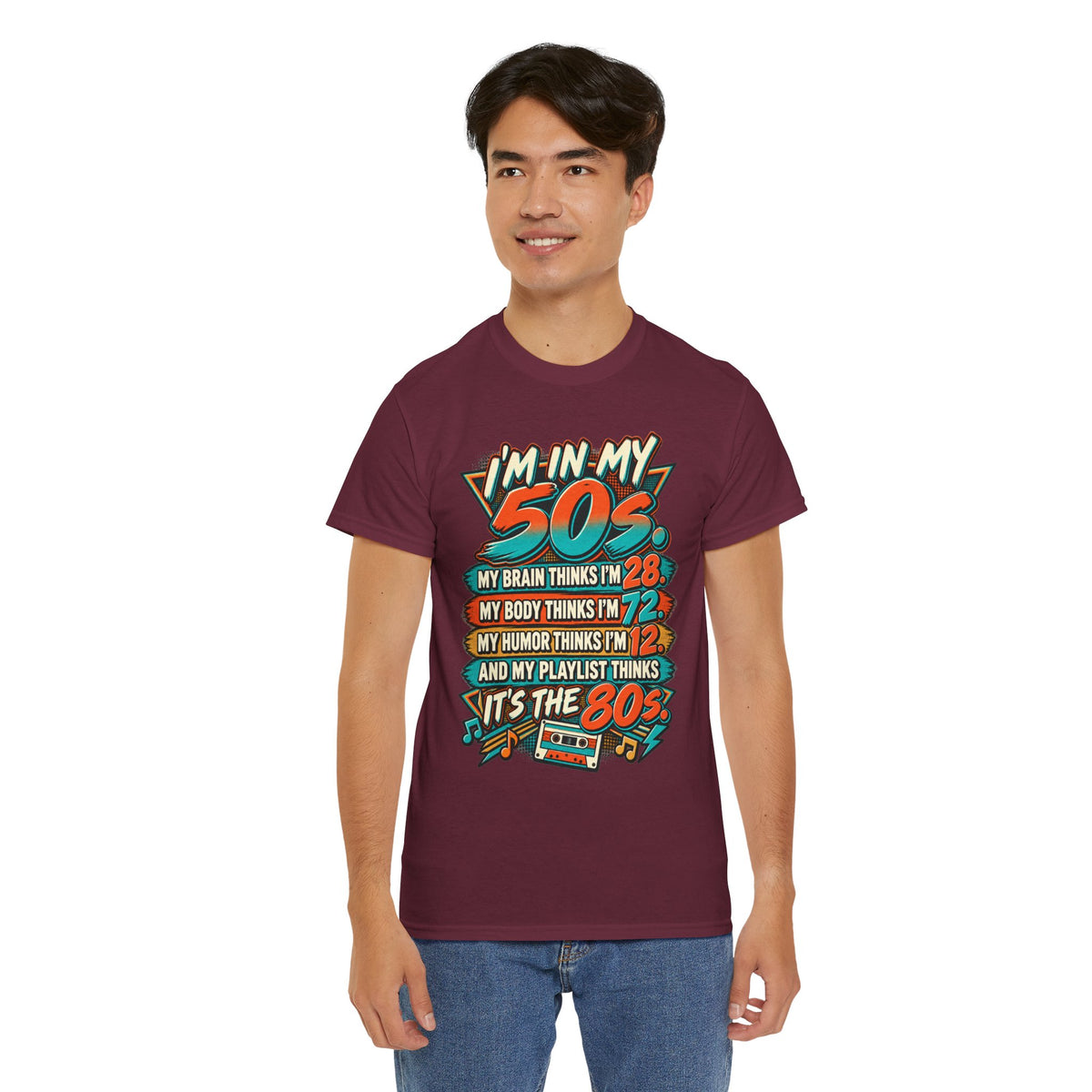 Retro 50s Birthday T‑Shirt — "I'm in My 50s" 80s Playlist Cassette Tee