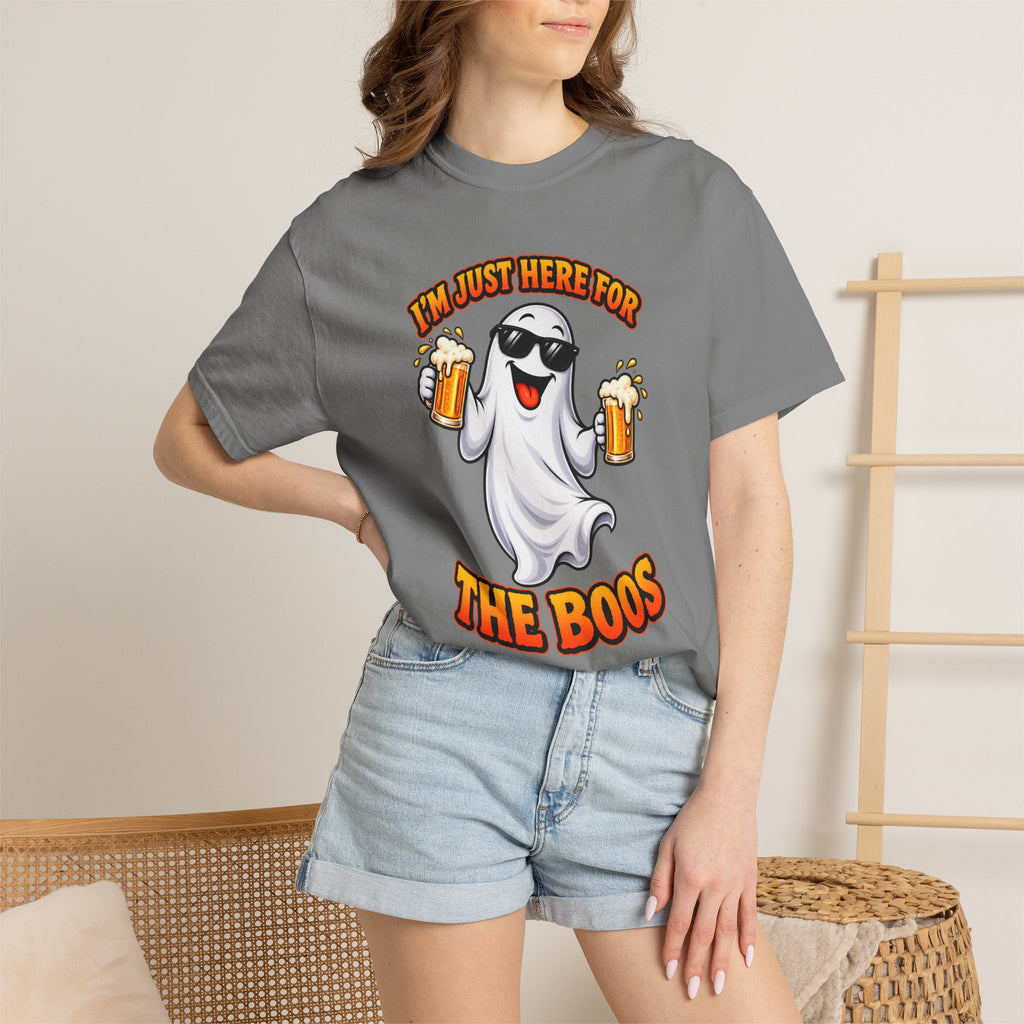Halloween Beer Ghost T-Shirt - "I'm Just Here For The Boos" Party Tee