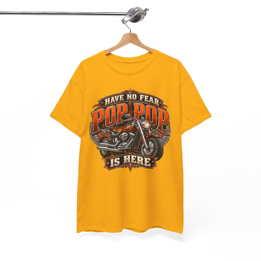 Pop Pop Is Here Motorcycle Dad T-Shirt
