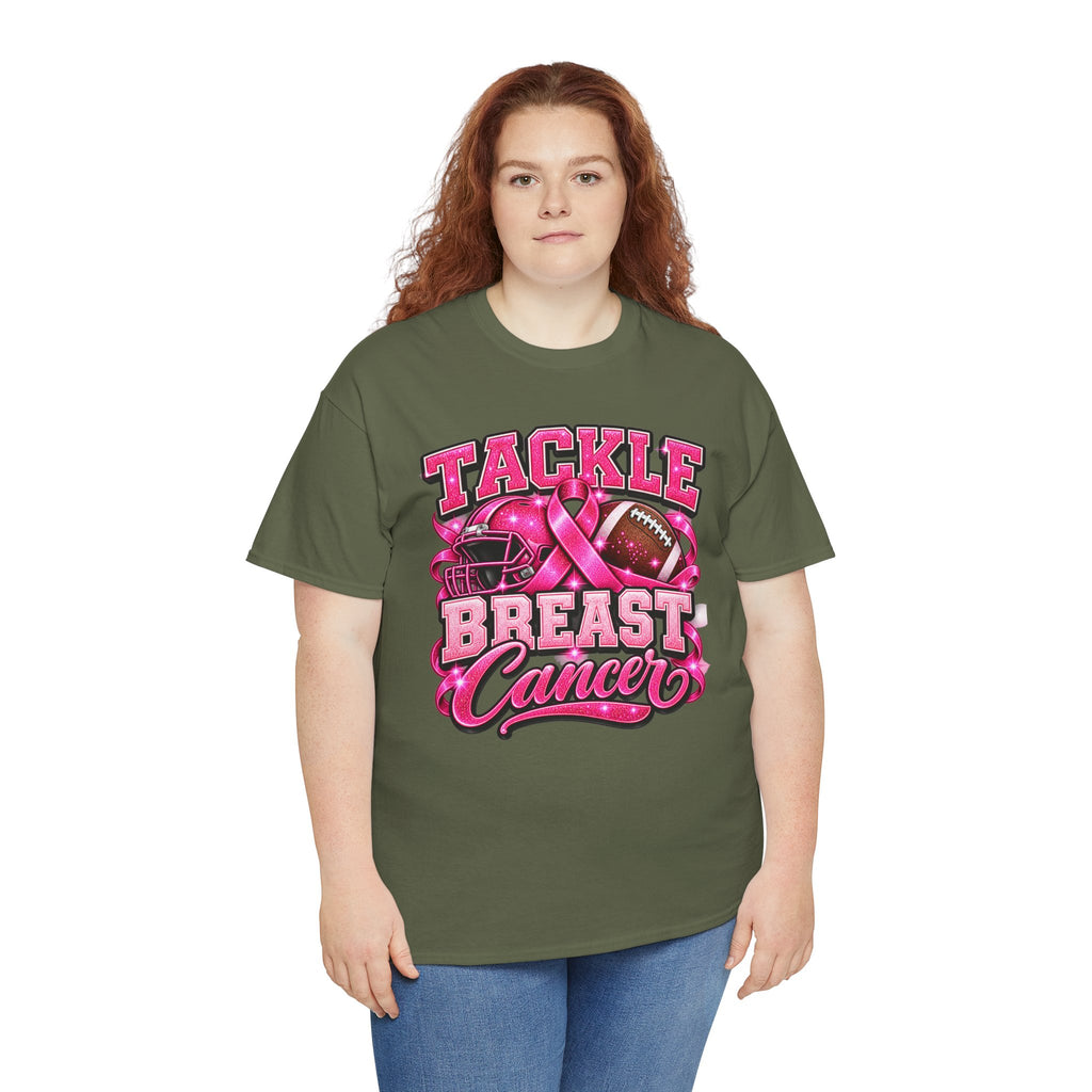 T-Shirt — "Tackle Breast Cancer" Pink Football Awareness Tee