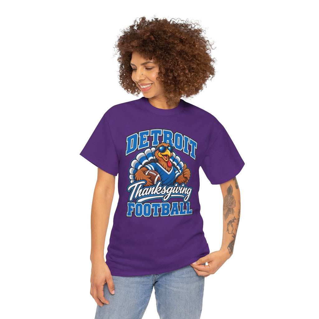 Detroit Thanksgiving Football Tee — Turkey Mascot Game Day Shirt
