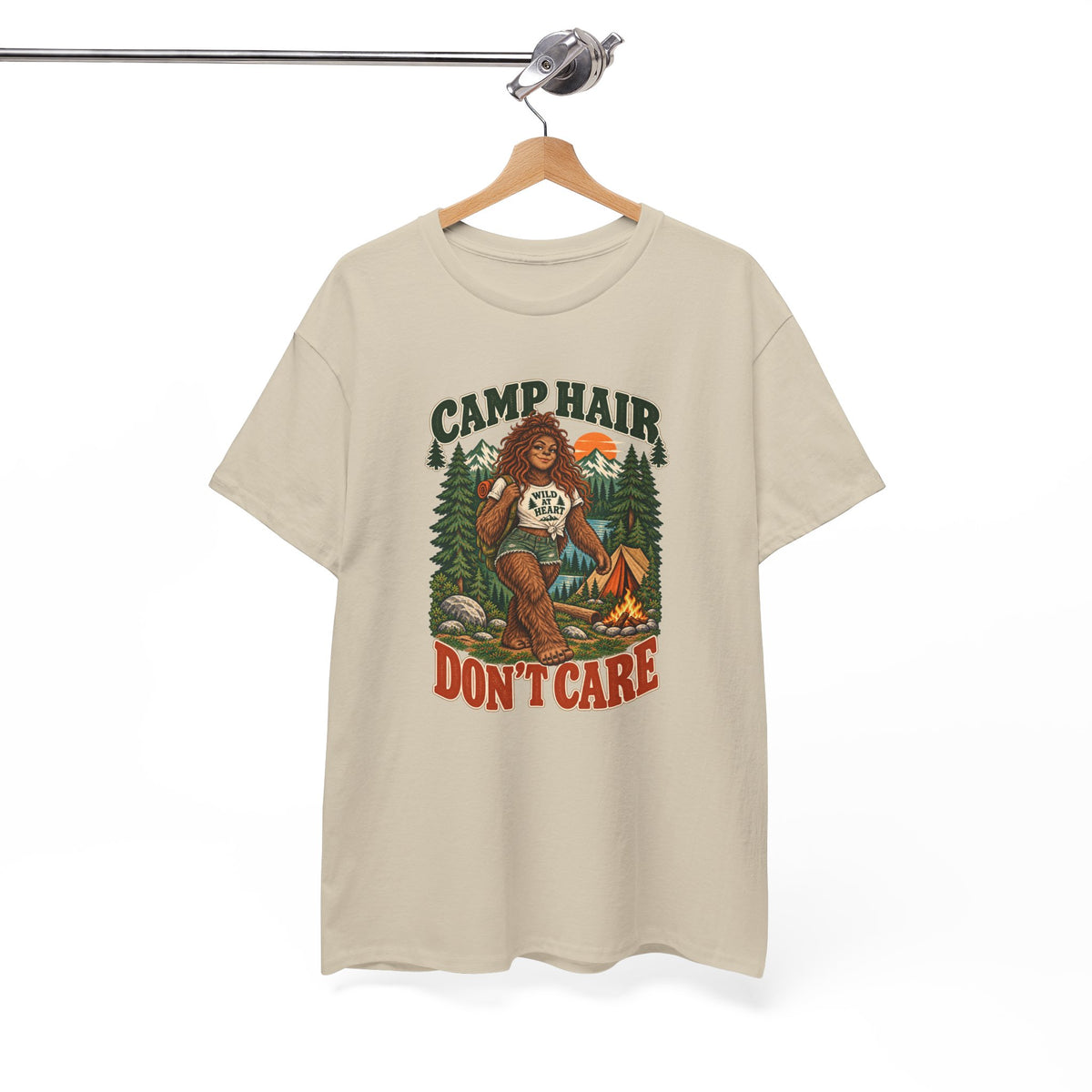 Camp Hair Don't Care T-Shirt — Retro Camping Graphic Tee
