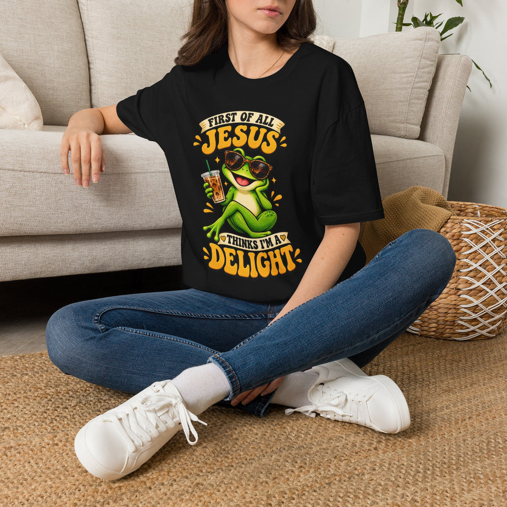 Jesus Frog T-Shirt — "First of All Jesus" Cute Frog Christian Tee