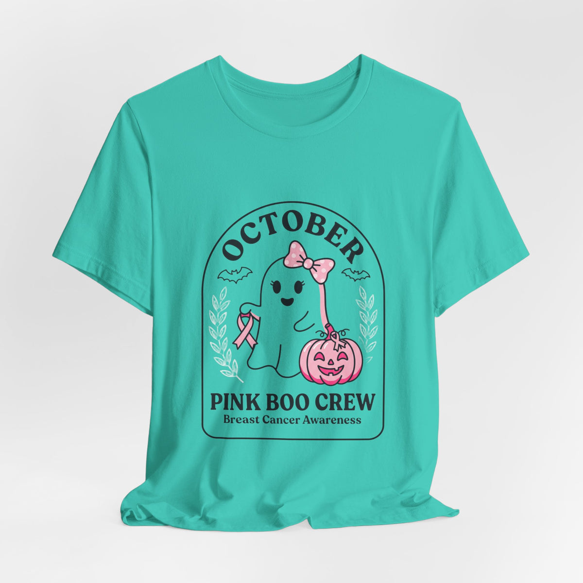 October Pink Boo Crew Tee — Breast Cancer Awareness Ghost T-Shirt