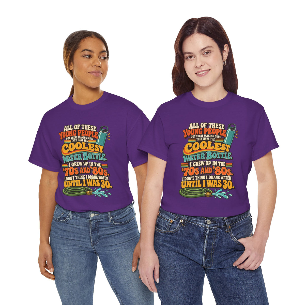 Retro 70s-80s Funny Water Bottle Tee — "Coolest Water Bottle" Graphic T-Shirt
