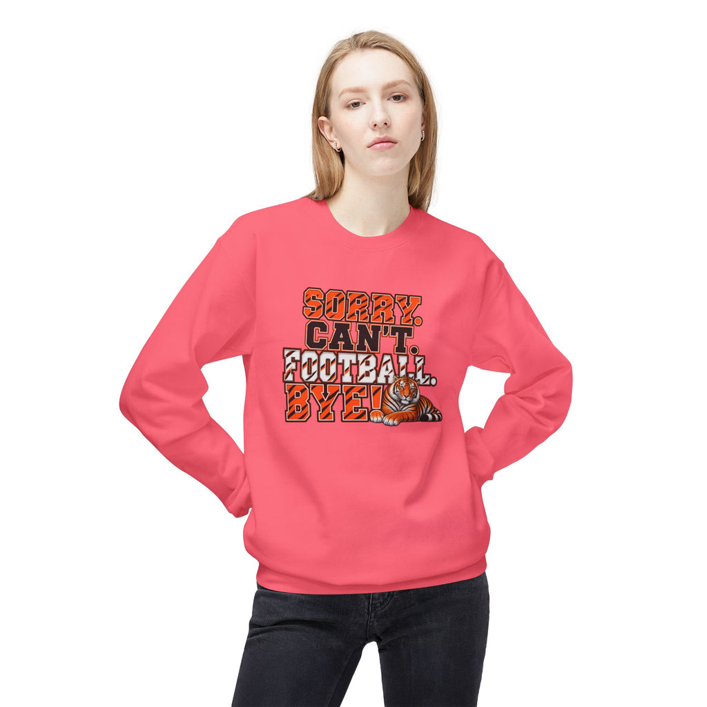 Sorry Can’t Football Bye! Crewneck Sweatshirt – Tiger Mascot Game Day Pullover