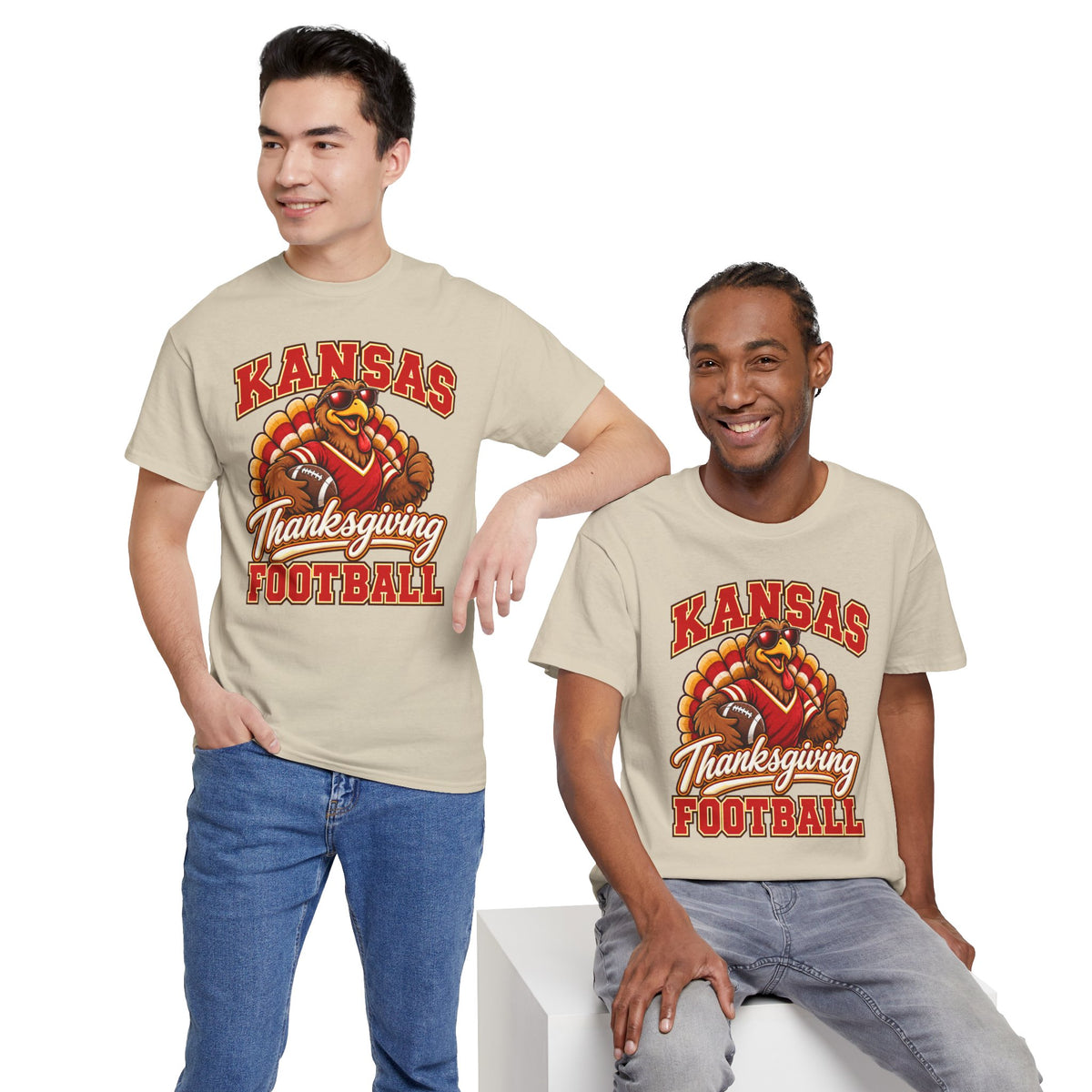 Kansas Thanksgiving Football T‑Shirt — Turkey Mascot Holiday Game Tee