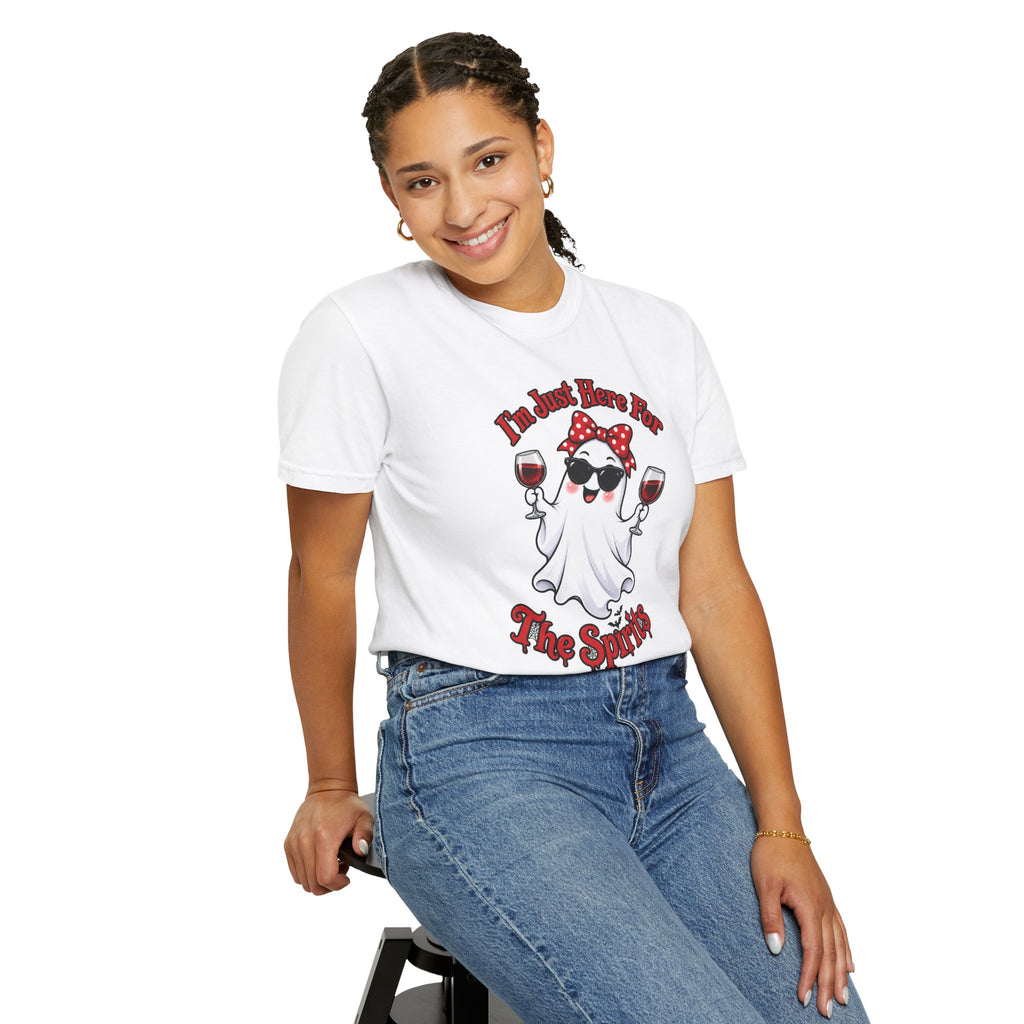 Wine Ghost T-Shirt — "I'm Just Here For The Spirits" Halloween Tee
