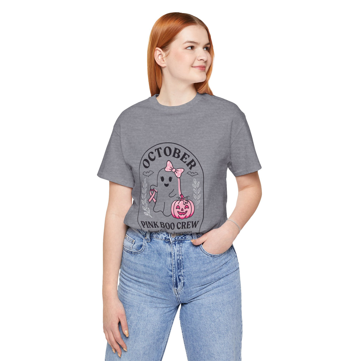 October Pink Boo Crew Tee — Breast Cancer Awareness Ghost T-Shirt