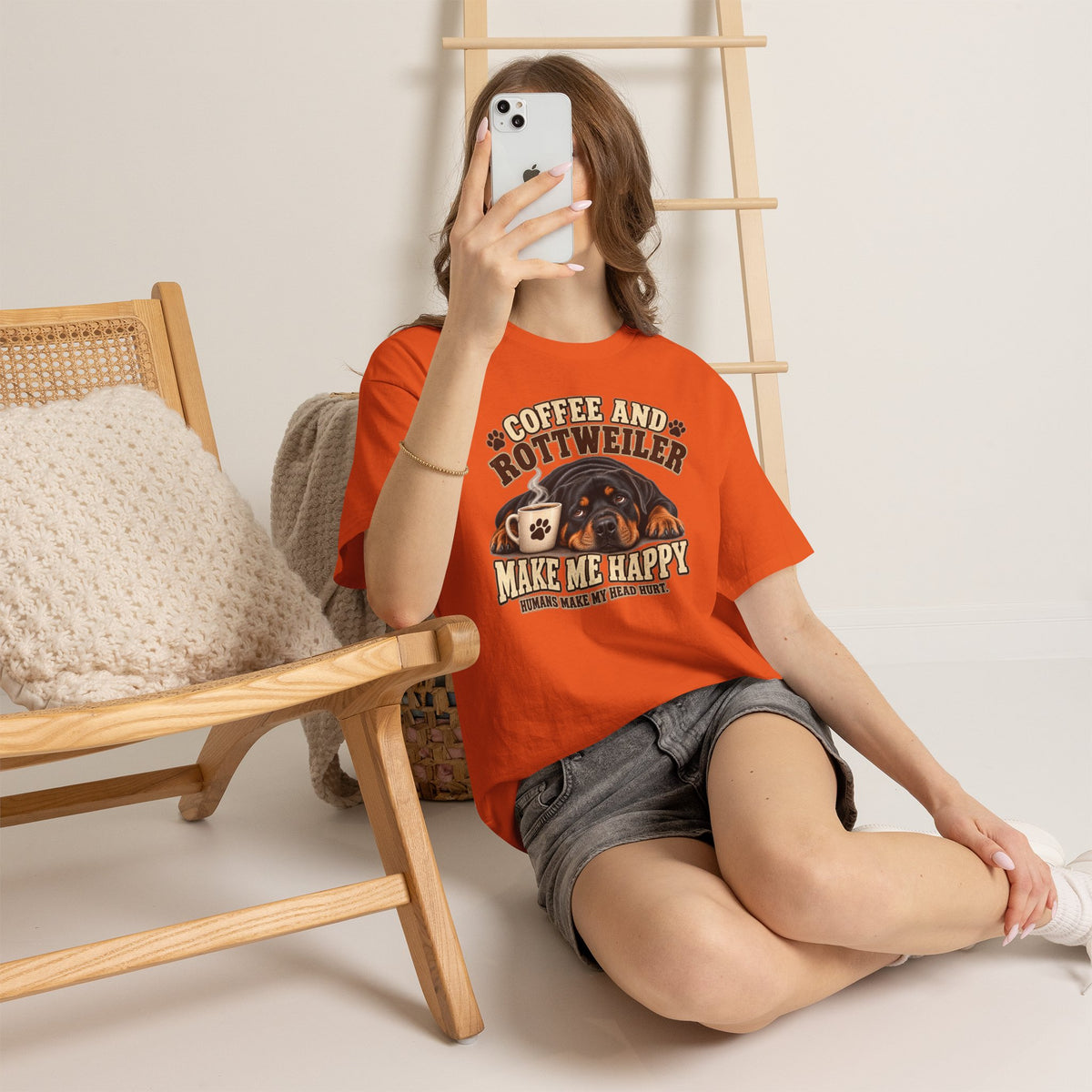 Coffee and Rottweiler Tee — "Coffee and Rottweiler Make Me Happy" Dog Lover Shirt