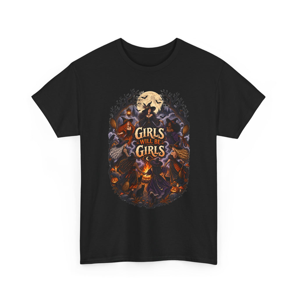 Girls Will Be Girls T-Shirt — Witchy Campfire Illustration Tee