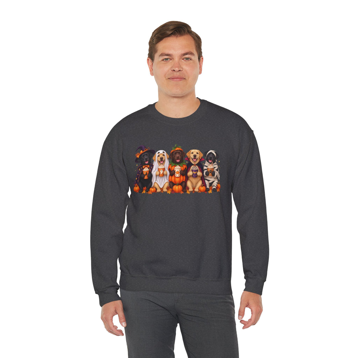 Halloween Dogs Crewneck Sweatshirt — Cute Puppies in Costumes Fall Pullover