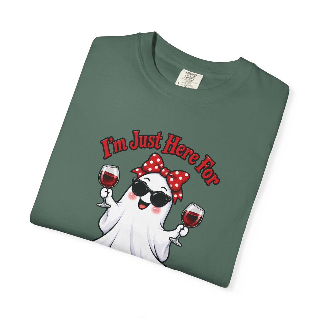 Wine Ghost T-Shirt — "I'm Just Here For The Spirits" Halloween Tee