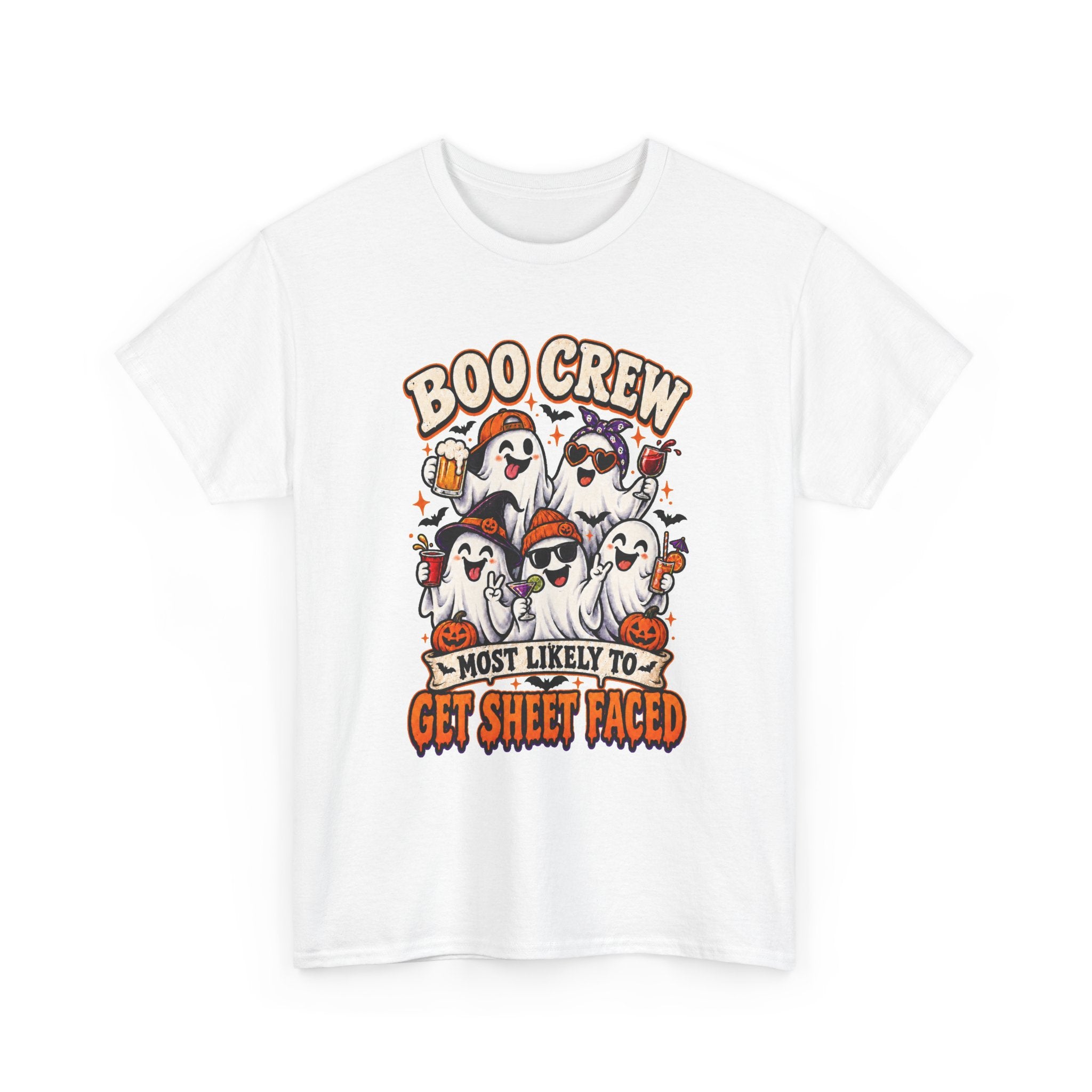 Boo Crew Halloween T-Shirt — “Most Likely to Get Sheet Faced” Funny Ghost Party Tee