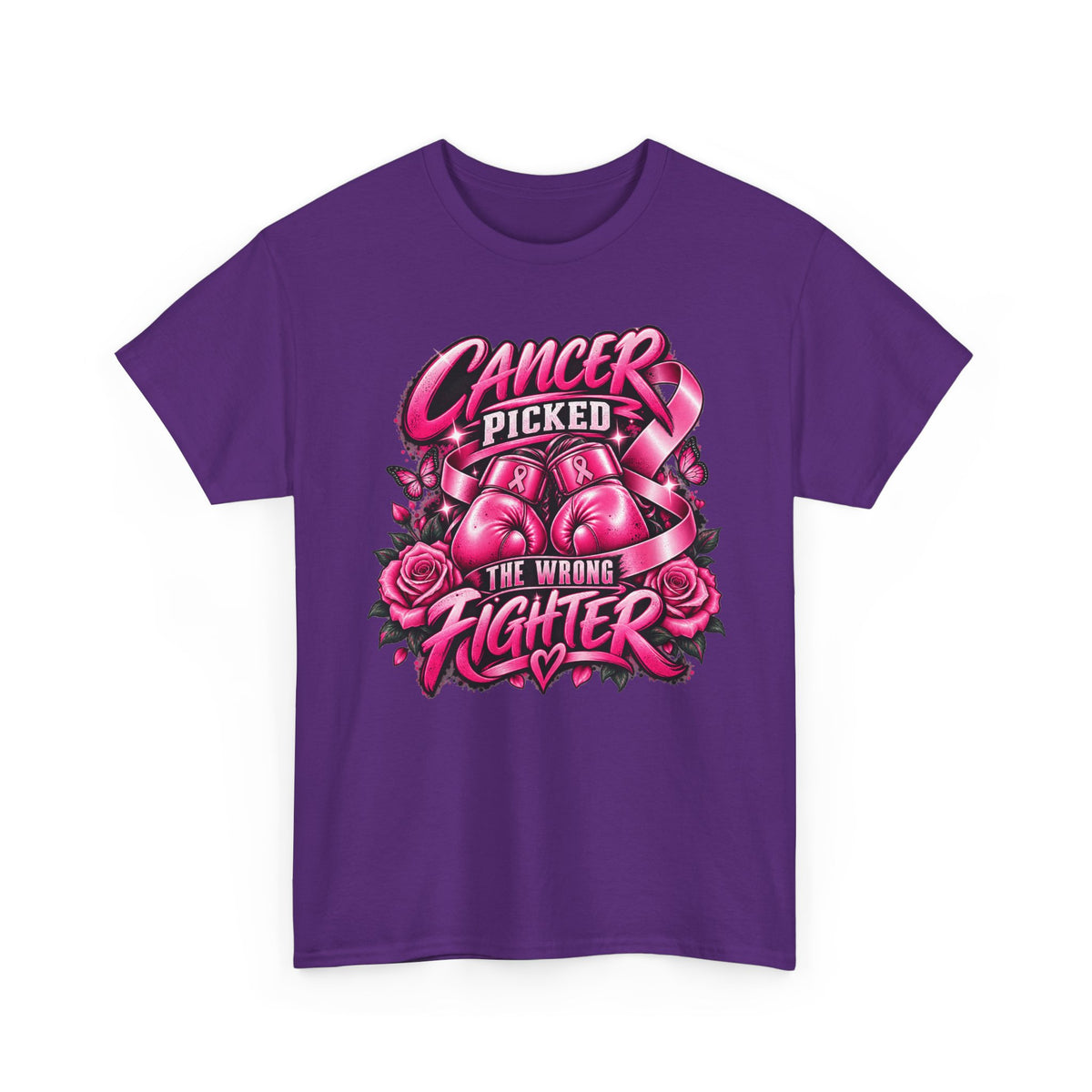 Cancer Picked The Wrong Fighter T-Shirt — Breast Cancer Awareness Support Tee