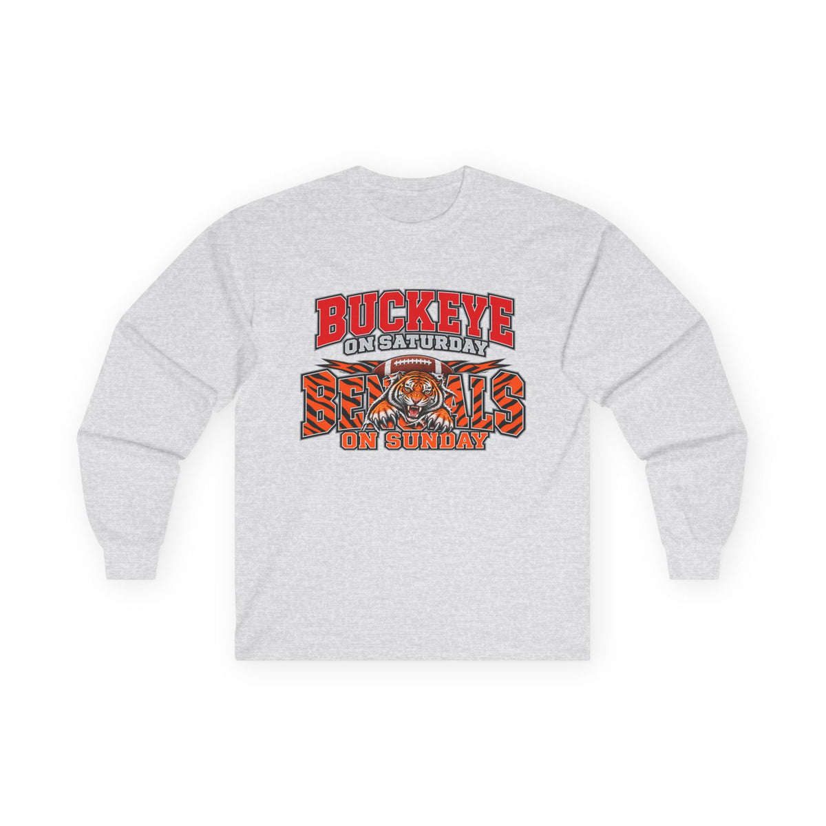 Buckeye Football Long Sleeve Tee – Saturday & Sunday Game Day Shirt