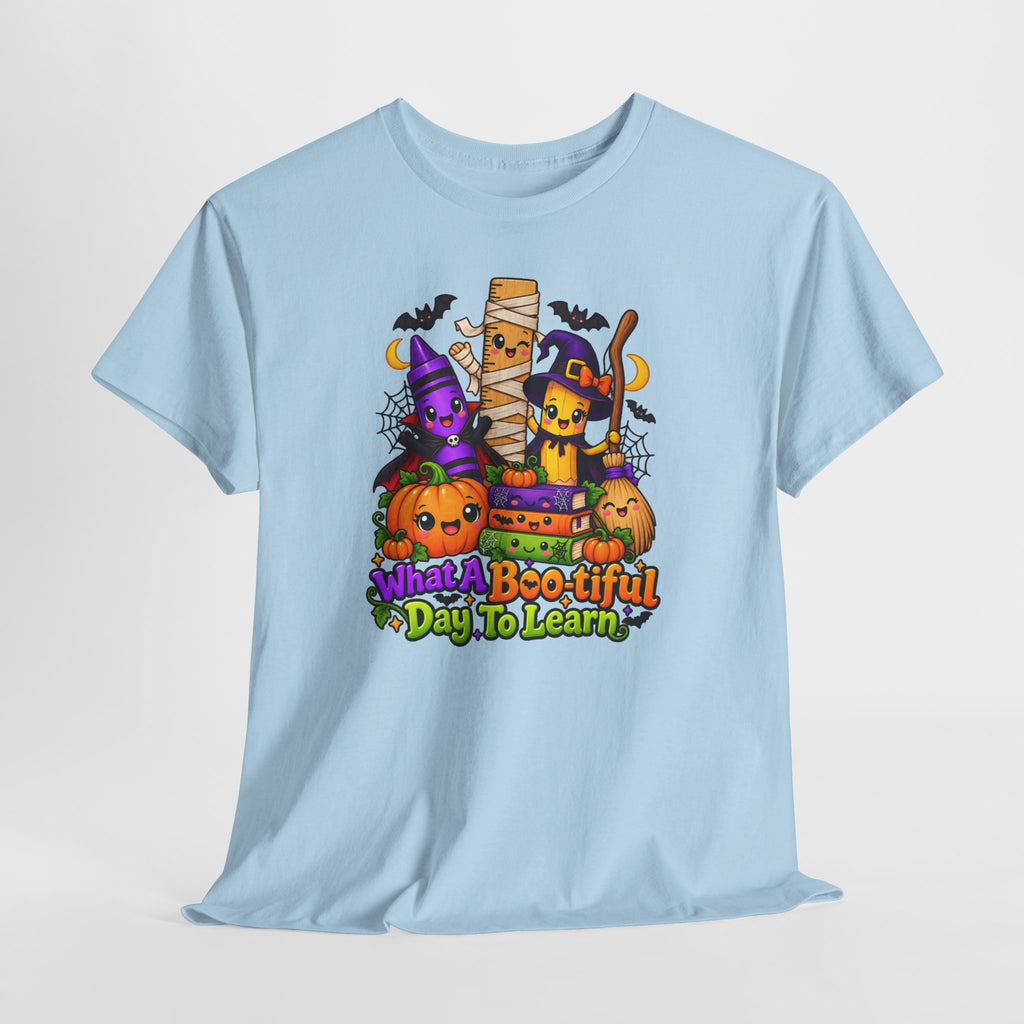 Halloween Teacher Tee — "What A Boo-tiful Day To Learn" Kids' Classroom Shirt