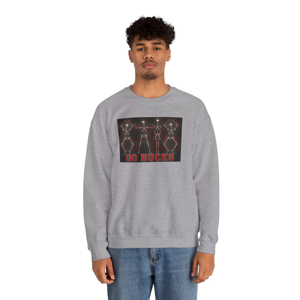 Crewneck Sweatshirt — 'Go Bucks' Dance Skeletons Graphic