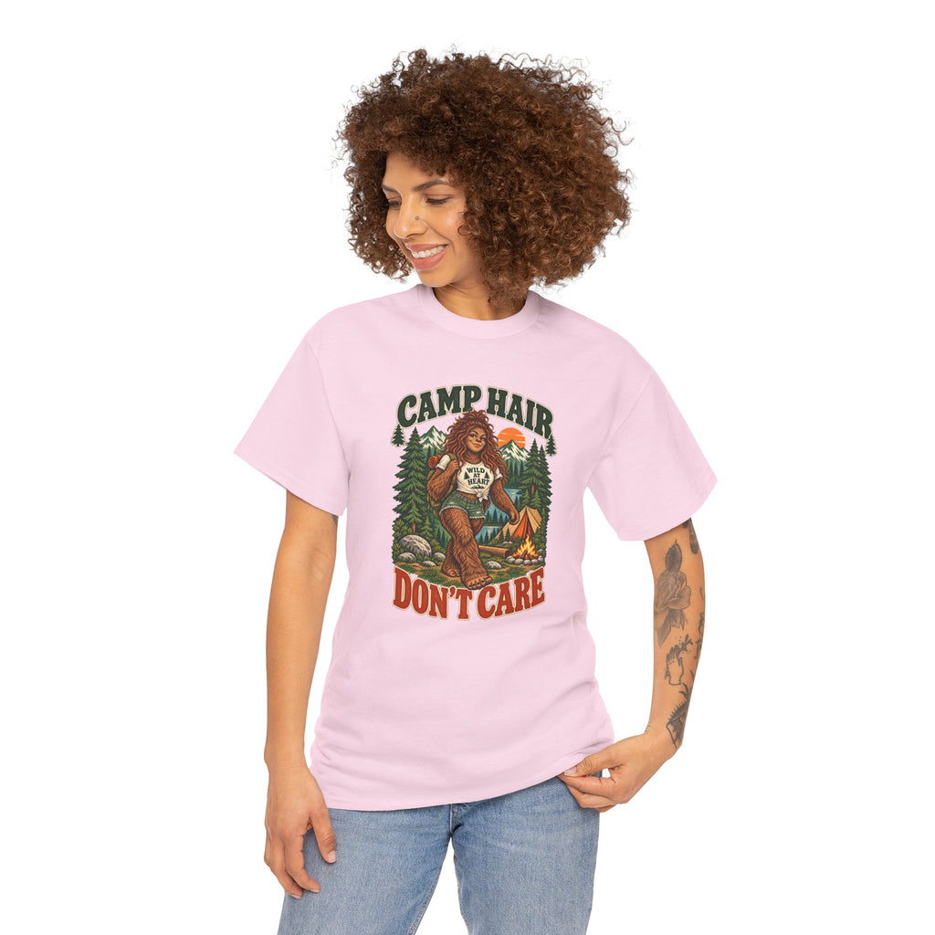 Camp Hair Don't Care T-Shirt — Retro Camping Graphic Tee