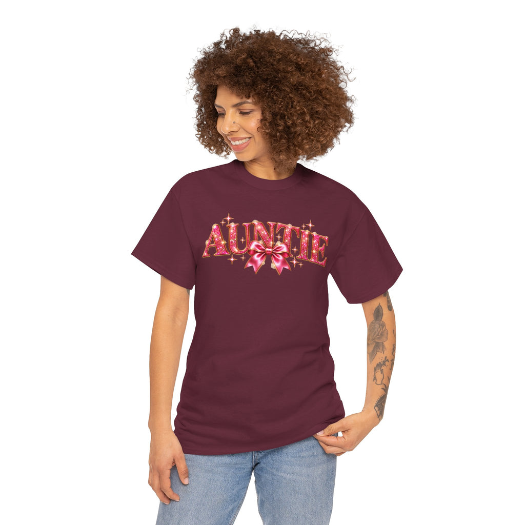 Auntie Graphic T-Shirt | Pink Bow Design