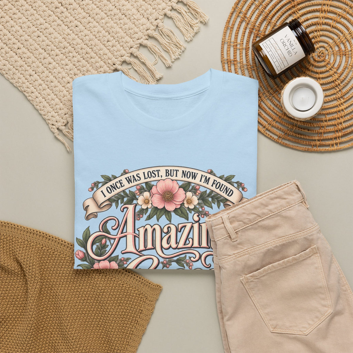 Amazing Grace Floral T-Shirt — Vintage Christian Faith Tee