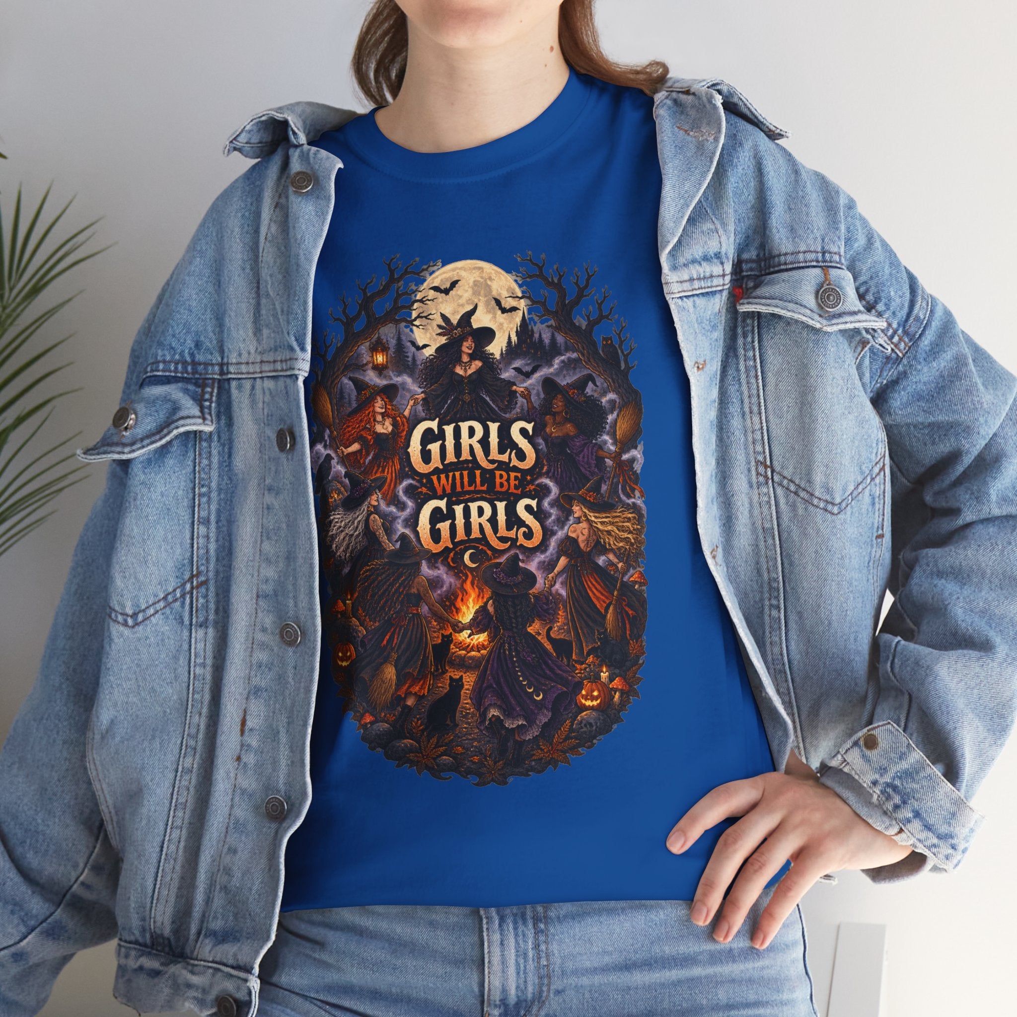 Girls Will Be Girls T-Shirt — Witchy Campfire Illustration Tee