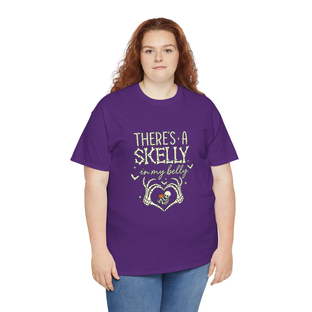 Skeleton Heart T‑Shirt — "There's a Skelly in My Belly" Cute Halloween Tee