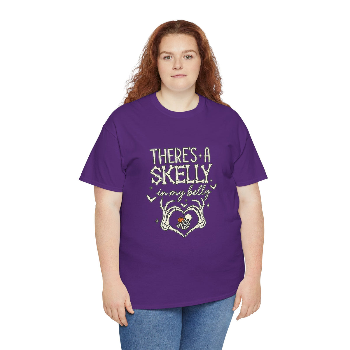 Skeleton Heart T‑Shirt — "There's a Skelly in My Belly" Cute Halloween Tee