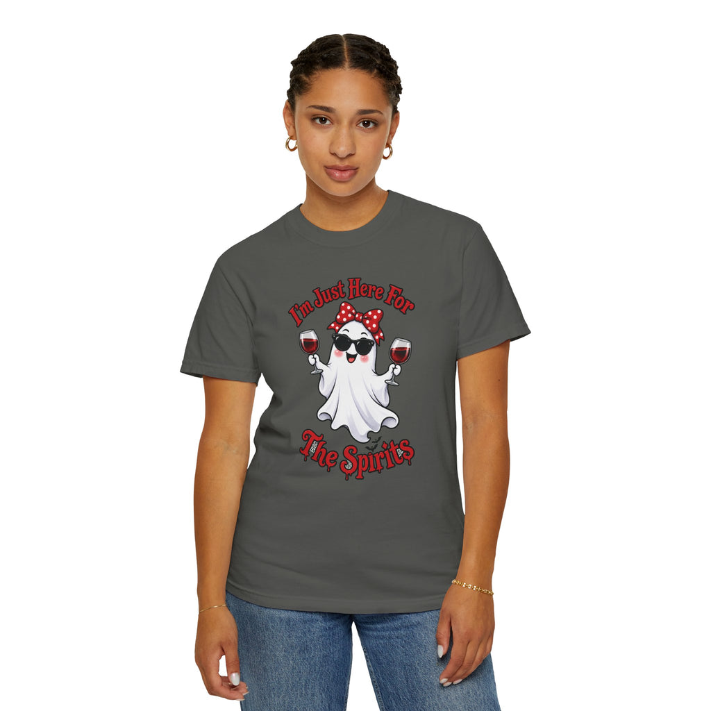 Wine Ghost T-Shirt — "I'm Just Here For The Spirits" Halloween Tee