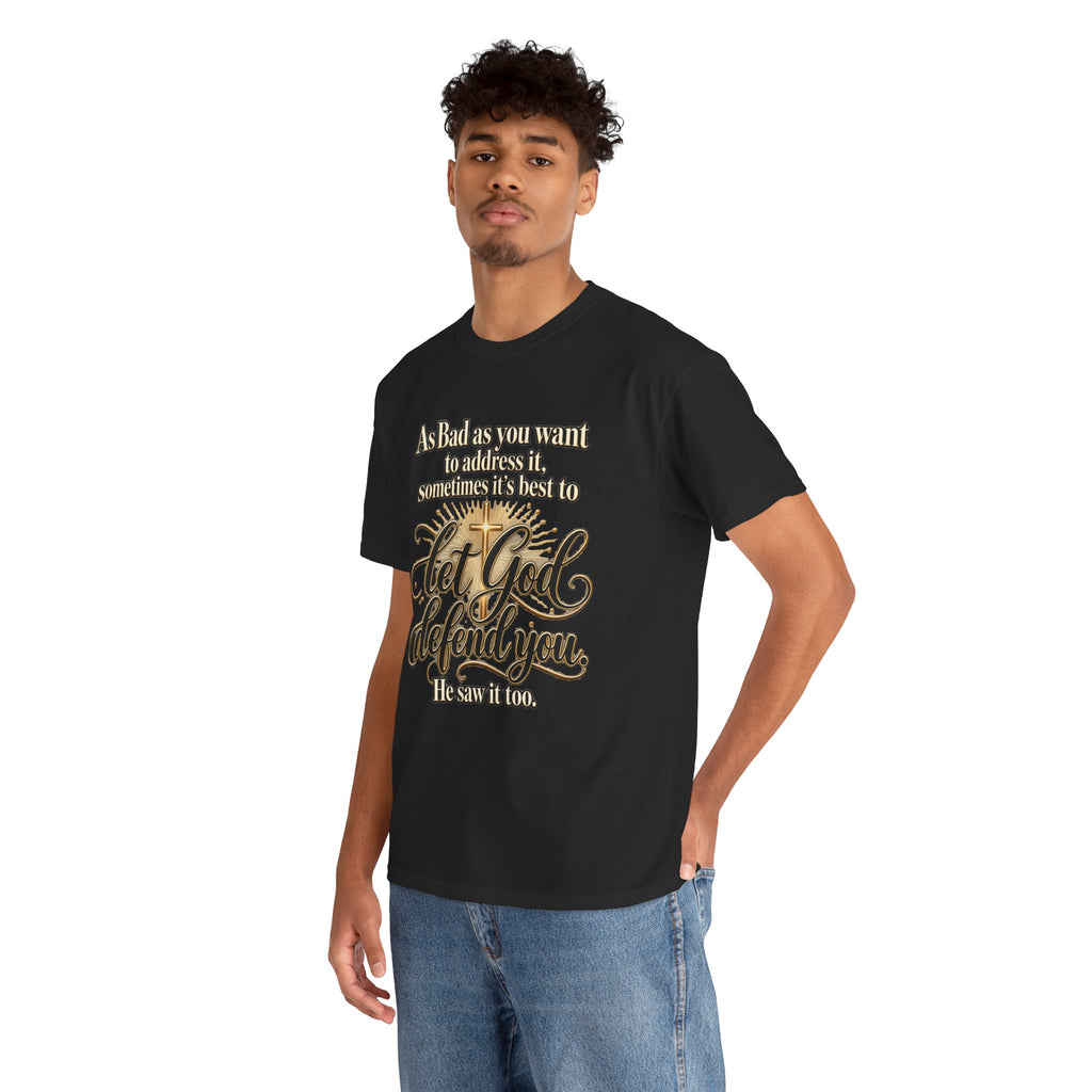 Let God Defend You Inspirational Christian T-Shirt