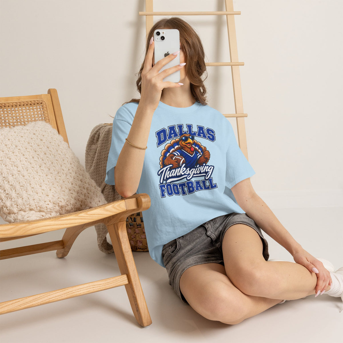 Dallas Thanksgiving Football T-Shirt — Turkey Mascot Game Day Tee
